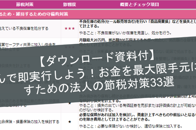 お金を最大限残すための法人の節税対策33選【チェックリスト付き】